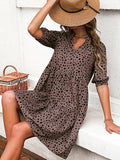 Printed Notched Half Sleeve Dress