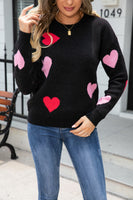 Angel Wings Heart Round Neck Droppped Shoulder Sweater