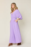 Double Take Full Size Half Sleeve Wide Leg Jumpsuit