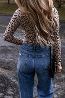 Animal Print Scoop Neck Long Sleeve Bodysuit