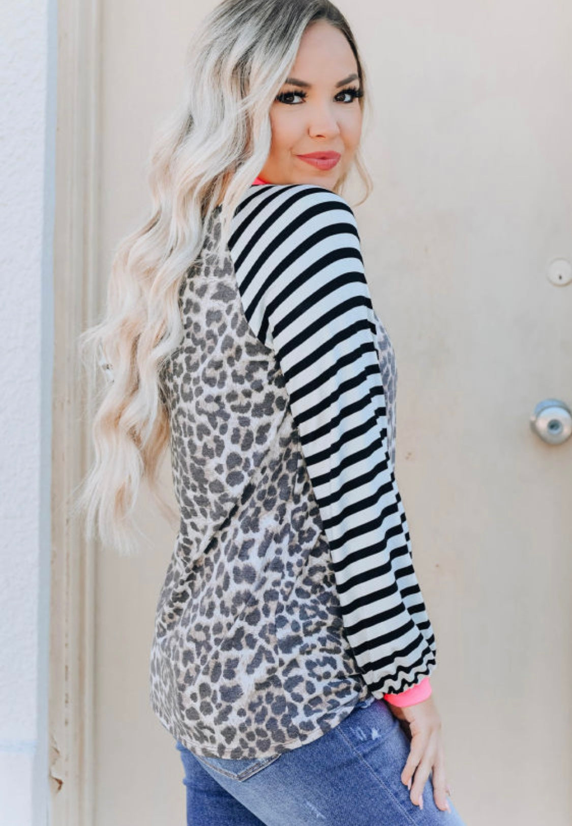 Leopard + Stripes Twist Bottom Top