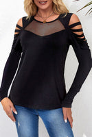 Cutout Round Neck Long Sleeve T-Shirt