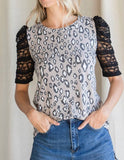 Lovely Melody Animal print lace sleeve top