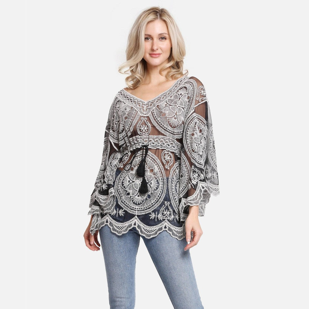 Sheer Crochet Tops-multiple colors