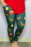 Cocoa Plaid Reindeer Leggings W/ Pockets