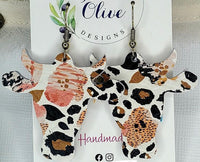 Cow Head Leather Earrings- 3 prints