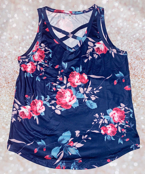 Crossover Floral Tank