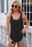 Eyelet Scoop Neck Wide Strap Tank