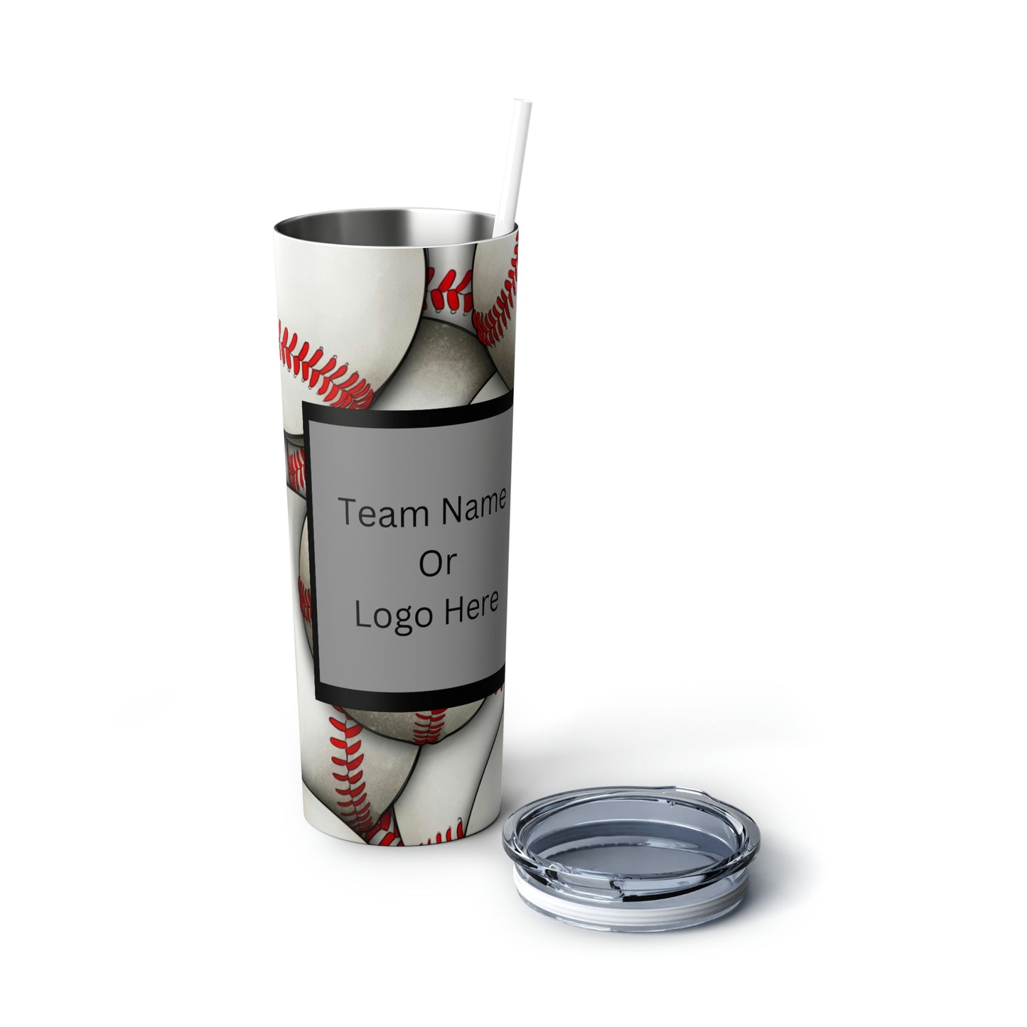 Baseball Team Name or Logo Skinny Steel Tumbler with Straw, 20oz