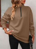 Zip-Up Dropped Shoulder Sweatshirt