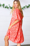 Coral Floral Button Down Midi Dress