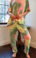 Olive Pink & Light Green Tie-Dye loungewear Set