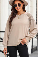 Round Neck Cutout Designed Lantern Sleeve Top