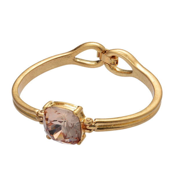 Crystal Gemstone Bangle Bracelet in Gold