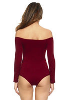 Yelete Long Sleeve Off the Shoulder Bodysuit- curvy