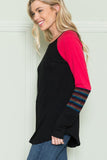 Solid Rainbow Sleeve Contrast Top