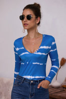 Tie-Dye Plunge Long Sleeve Top