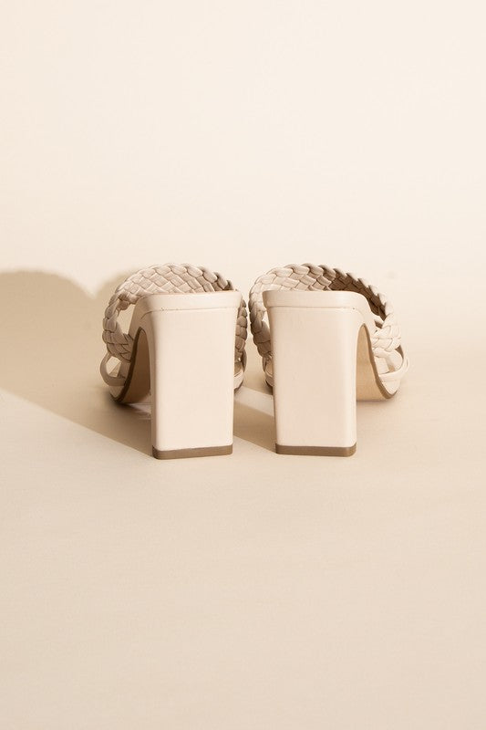 SODA CARMEN BRAIDED STRAP SANDAL HEELS