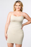 Yelete Plus Size Solid Seamless Long Cami Top/Dress