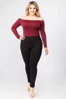 Yelete Long Sleeve Off the Shoulder Bodysuit- curvy