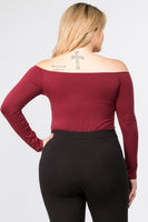 Yelete Long Sleeve Off the Shoulder Bodysuit- curvy