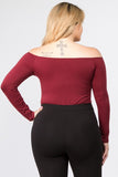 Yelete Long Sleeve Off the Shoulder Bodysuit- curvy