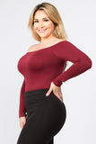 Yelete Long Sleeve Off the Shoulder Bodysuit- curvy