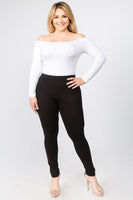 Yelete Long Sleeve Off the Shoulder Bodysuit- curvy