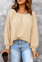 Square Neck Waffle-Knit Top