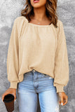 Square Neck Waffle-Knit Top