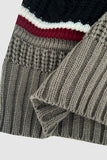 Cable-Knit Striped Quarter Zip Turtleneck Sweater