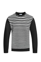 KNITTED ROUND NECK STRIPED SWEATER