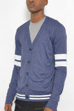 Mens Two Stripe Buttoned Cardigan