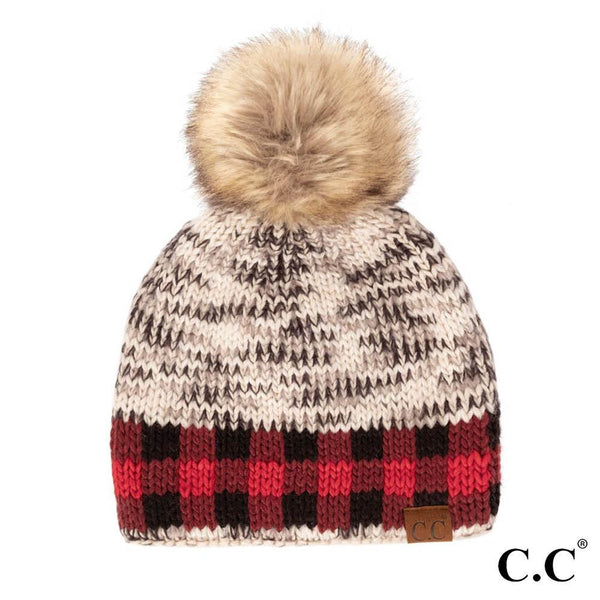 CC Checkered Pom Beanies