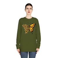 Faith Butterfly & sunflowers Long Sleeve Crewneck Tee