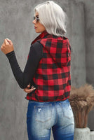 Buffalo Plaid Hooded Vest W/ Black Pockets