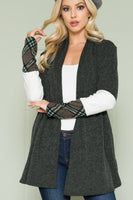 Acting Pro Solid Plaid Contrast Long Sleeve Cardigan