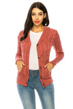 Cable Knit Sweater Hooded Cardigan - Curvy