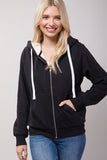 Sherpa Lined Zip Up Hoodie Sweatshirt Jacket