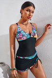 Printed Drawstring Two-Piece Swimsuit