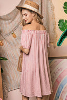 Ninexis Off The Shoulder Dress with CF Button Detail