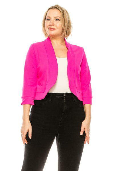 Plus size, solid, waist length blazer cardigan