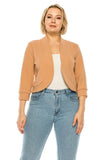 Plus size, solid, waist length blazer cardigan