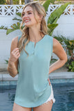 Ninexis Notched Neck with Sleeveless Flowy Blouse Top