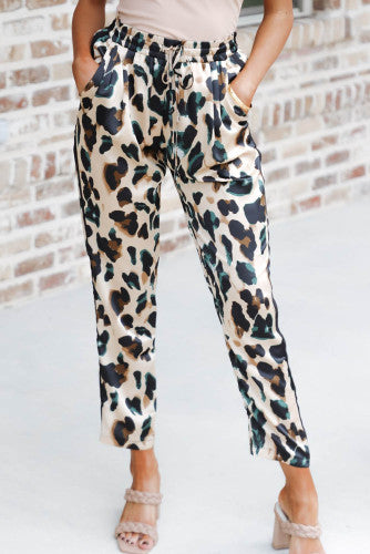 Cheetah Print Drawstring Pants