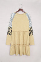 Striped Leopard Patchwork Mini Dress