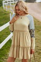 Striped Leopard Patchwork Mini Dress