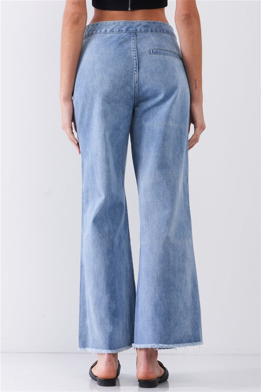 Low Rise Basic Flare Jean Pants