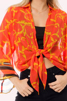 Crepe Chiffon Open Front Tie Kimono Cardigan