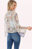 Crepe Chiffon Open Front Tie Kimono Cardigan